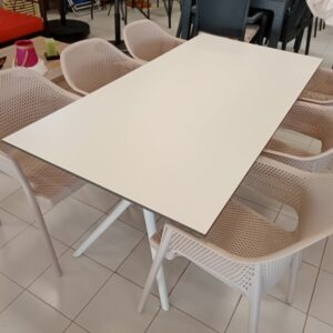 Table white AIR180X90cm by SIESTA House with 6 Minush armchairs by Gaber Italy